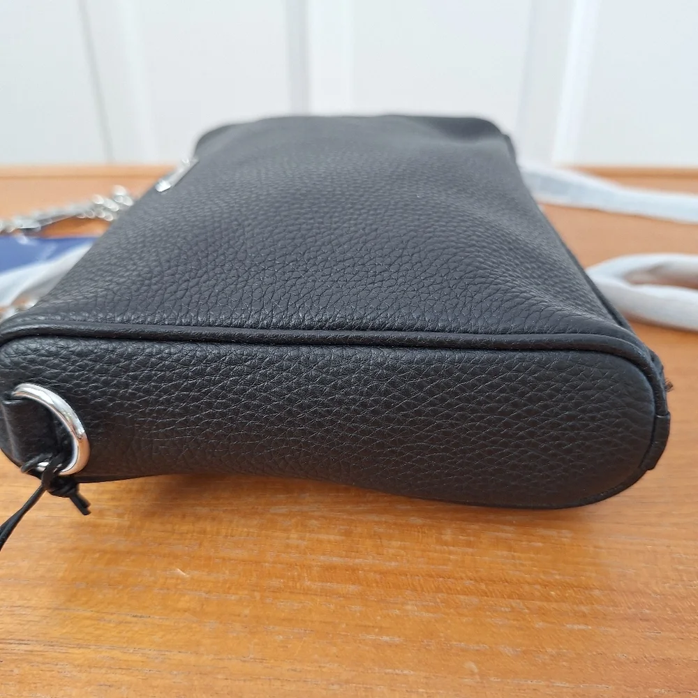 Rebecca Minkoff Mini 5 Zip Leather Crossbody Metal Chain Black Edgy Punk NEW - Picture 7 of 13